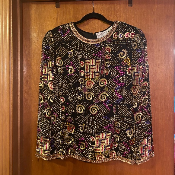 Vintage BlackTie fully beaded Top by Oleg Cassini (med-lg see measurements) - Picture 1 of 9